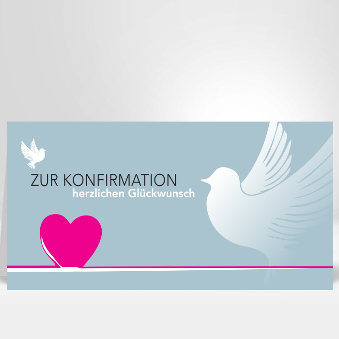 Konfirmationskarte mit Taube und Herz, Artikel-Nr: KON-3002.1