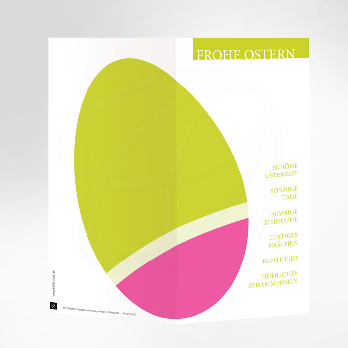 Knallige pink grüne Osterkarte, weisser Briefumschlag, Artikel-Nr.: O-101