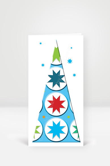 stilisierter Weihnachtsbaum taupe, blau, grün, rot, petrol, große Sterne,  Artikel-Nr: W-002.1