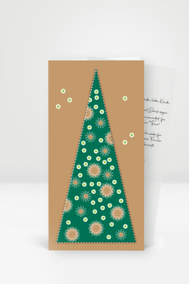 wunderschöne Weihnachtskarte, stilisierter goldener und grüner Weihnachtsbaum