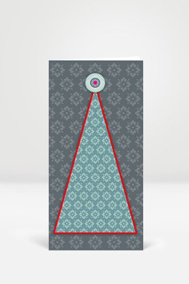elegante Weihnachtskarte grau, mint, rot, Muster Weihnachtsbaum, Artikel-Nr: W-007.1