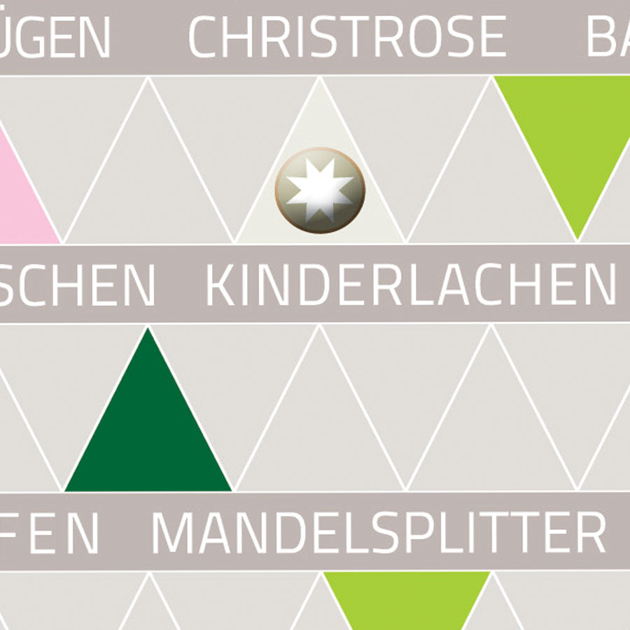 Hellgraue Weihnachtskarte mit weihnachtlichen Begriffen, Fröhliche Weihnachten, Artikel-Nr.: W-003.1