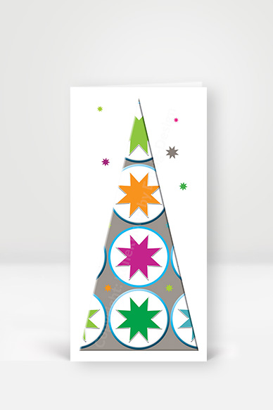 stilisierter Weihnachtsbaum taupe, grau, grün, pink, große Sterne,  Artikel-Nr: W-002