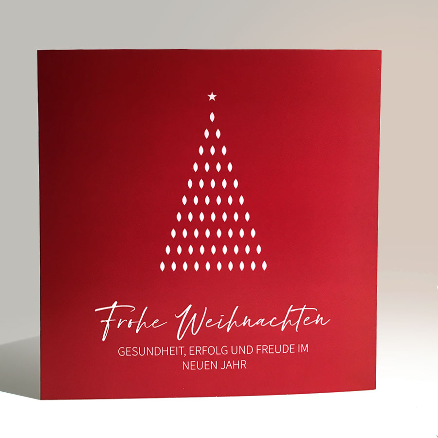 Perlmutt Weihnachtskarte, rot und weiß, Weihnachtsbaum, Artikel-Nr.: WQ-040.2