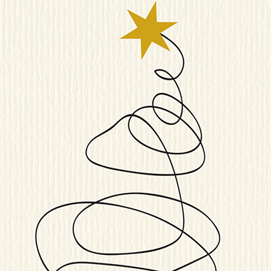Quadratische Weihnachtskarte Kringelbaum, Detail Stern, Artikel-Nr.: WQ-001