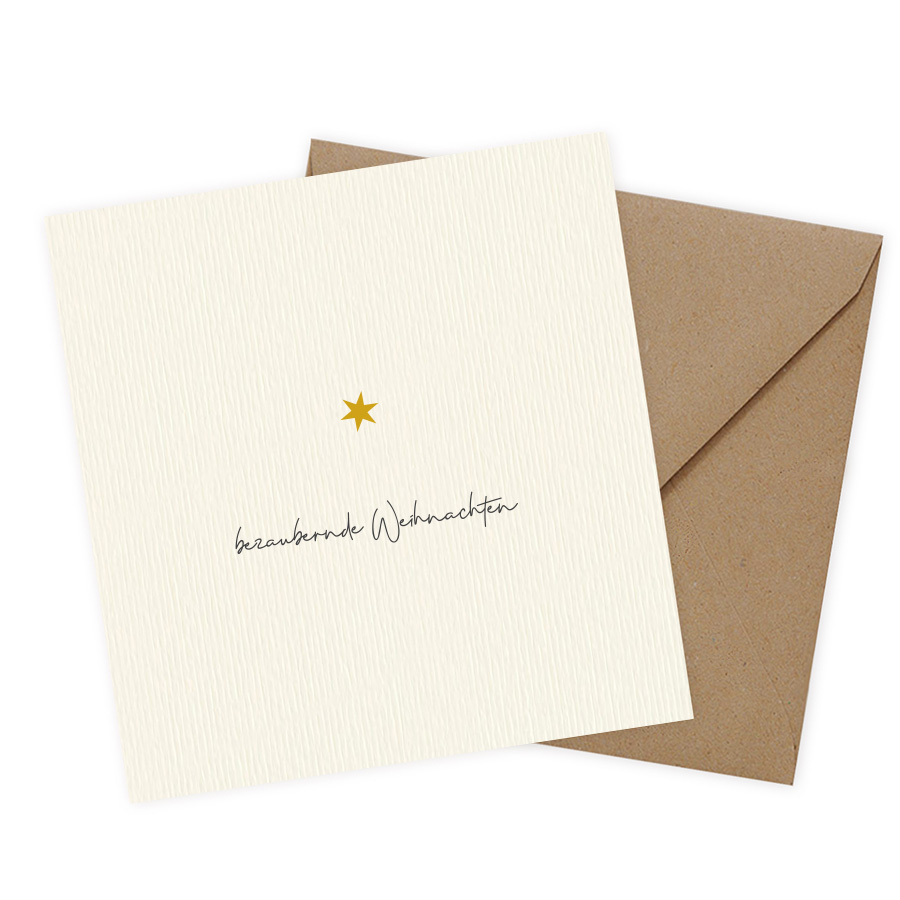 Weihnachtskarte mit kleinem honiggoldenen Sternchen in der Mitte, Artikel-Nr.: WQ-005