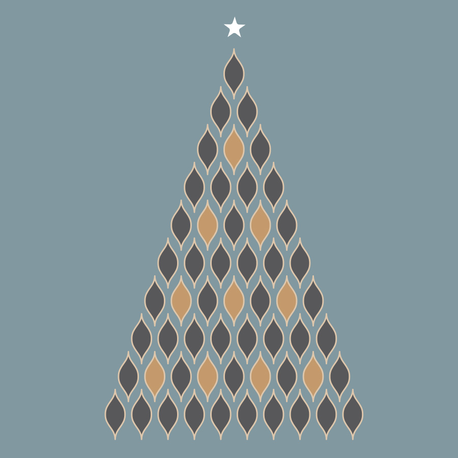 Grafische Weihnachtskarte grafischen Weihnachtsbaum, schicke moderne Designer Weihnachtskarten, Artikel-Nr.: WQ-040.1