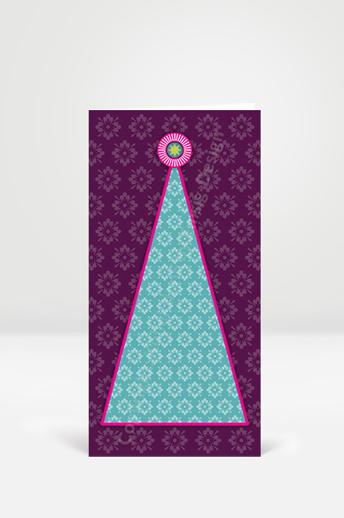 elegante Weihnachtskarte violett, pink und mint, Muster Weihnachtsbaum, Artikel-Nr: W-007.2