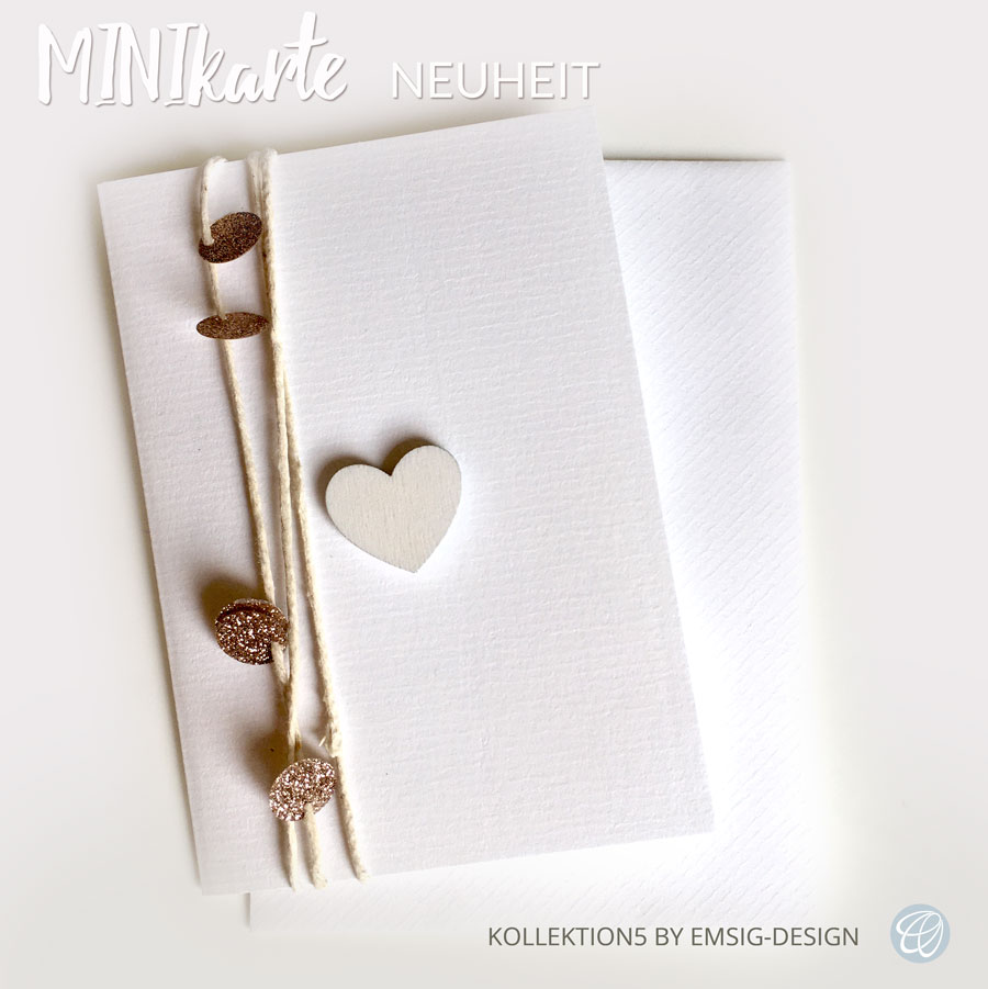 Glückwunschkarte mit Mini-Herz, Glitzerplättchen, Art-Nr.: Gl-mini-001