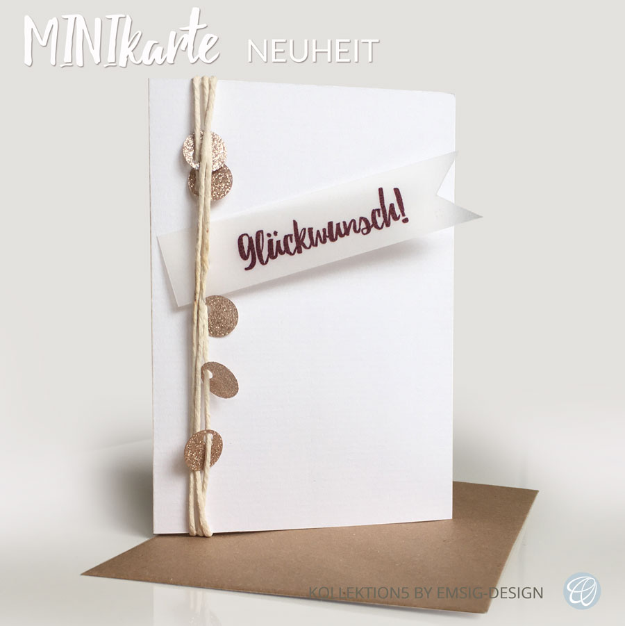 Glückwunschkarte mit handwritten Glückwunsch-Schriftzug, Glitzerplättchen, Art-Nr.: Gl-mini-002