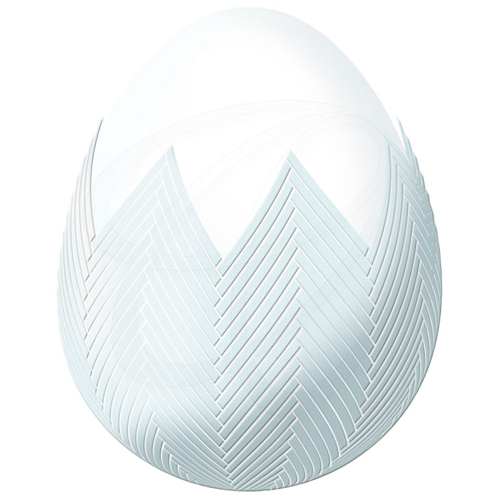 Osterkarte mit einem pastellfarbenen Ei in einer filigranen Eierschale und silbernem Schmetterling, Detail 02, Artikel-Nr.: O-102.1