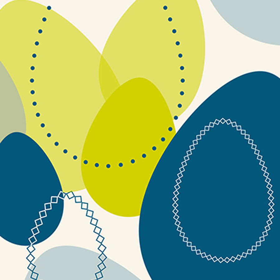 skandinavisch mit tanzenden Ostereiern, champagnerfarbener Briefumschlag, Artikel-Nr.: O-701